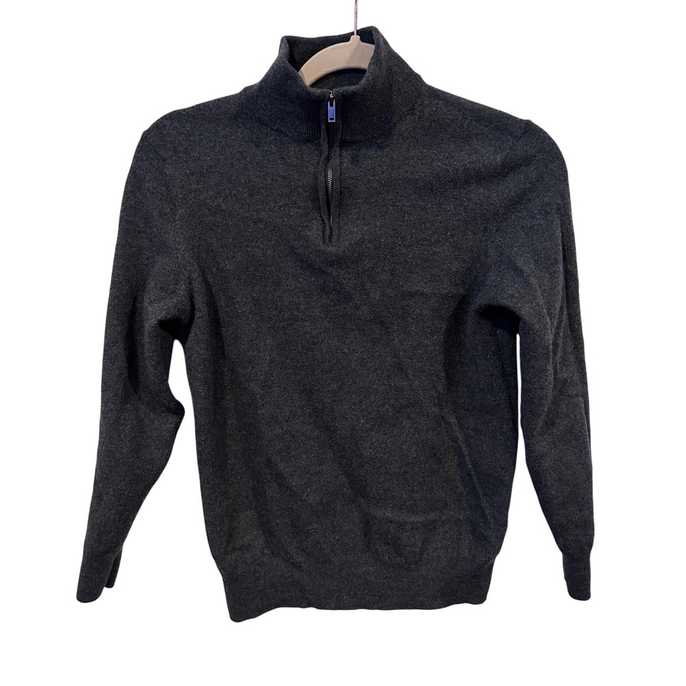 Christian Lacroix Gray 100% Extrafine Merino Wool Quarter Zip Sweater Mens M